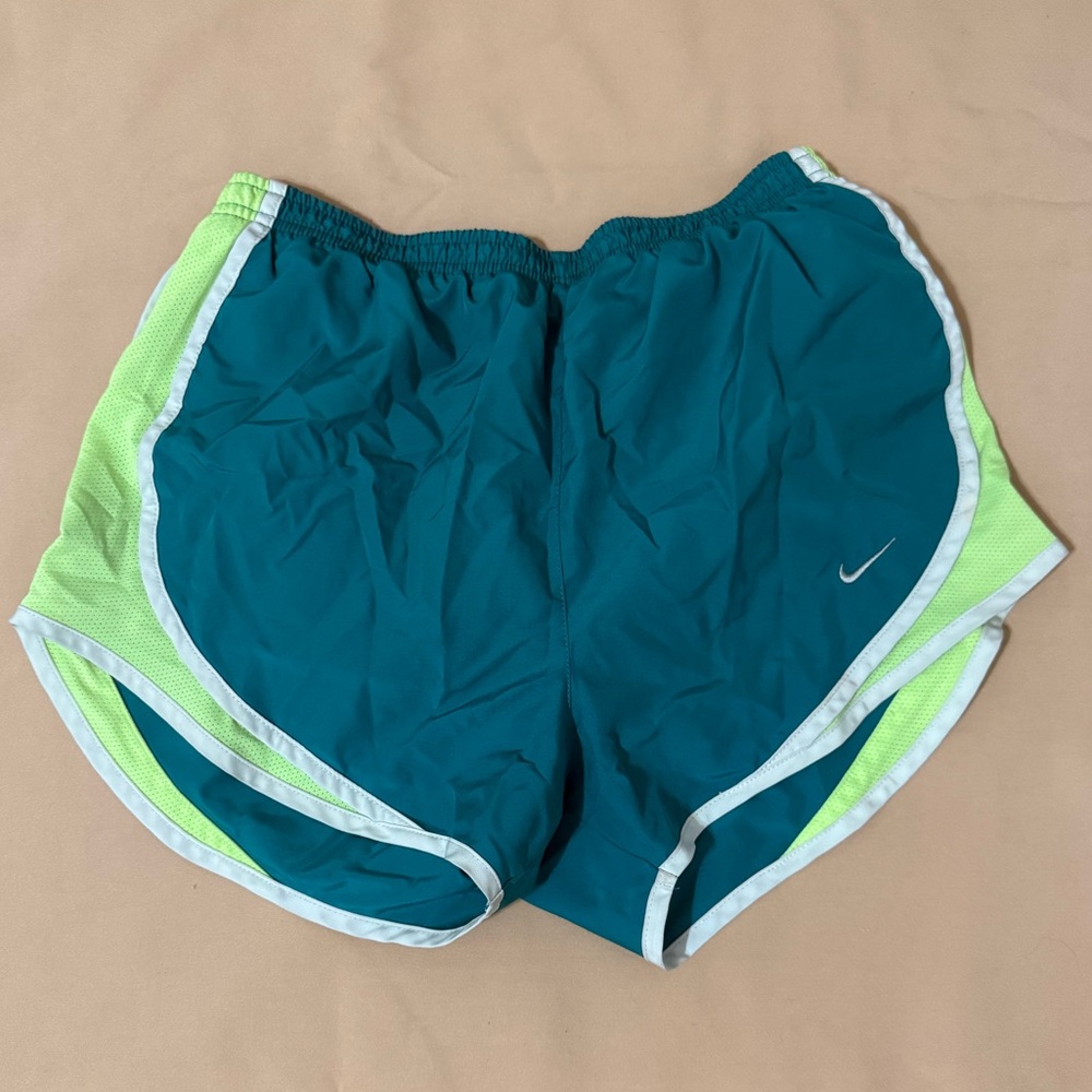 Nike Teal & Neon Green Dri-FIT Athletic Shorts